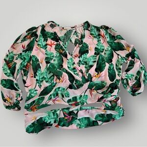 Eva Mendes for New York & Company Leafy Print Blouse size L